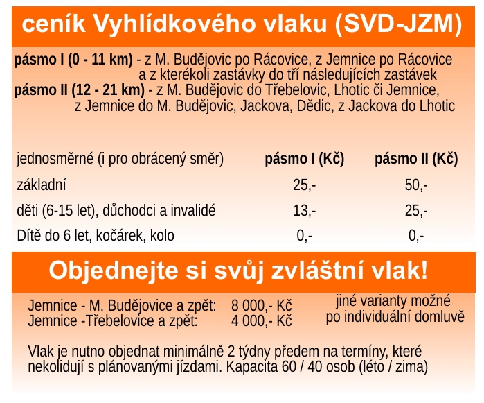 Ceník Vyhlídkový vlak